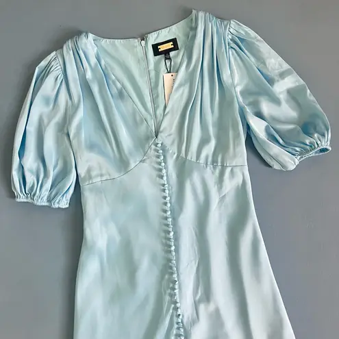 Alexia Admor NWT Lorelei Halogen Blue Satin Button Midi Dress