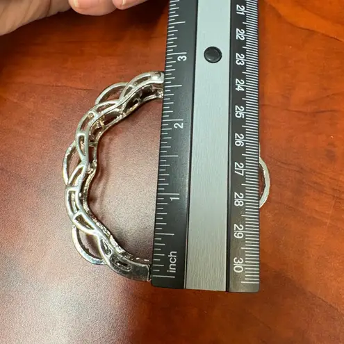 Sparkling Silver Tone Chain Link Rhinestone Bangle Bracelet Women Glamorous