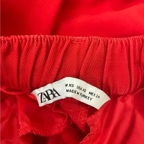 ZARA  Red Pants with Pull On Elastic Pants Size XS