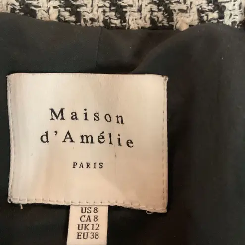 Madison d' Amelie Paris Women's Houndstooth Jacket Size 8 Cropped Black
