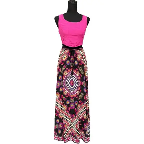 Midnight sky Hot Pink Smocked Crop Tank Top Size Small