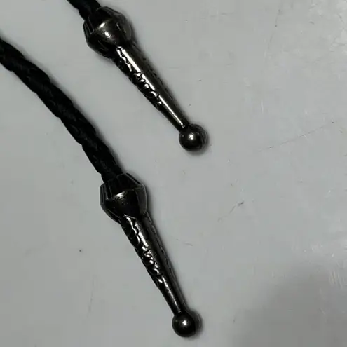 Green Gem Bolo Tie Handmade Braided Vegan Faux Leather Boho Western Necklace Green