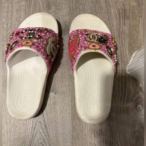 Crocs  Blue & Pink Embellished Slides with Crown Design - Image 3