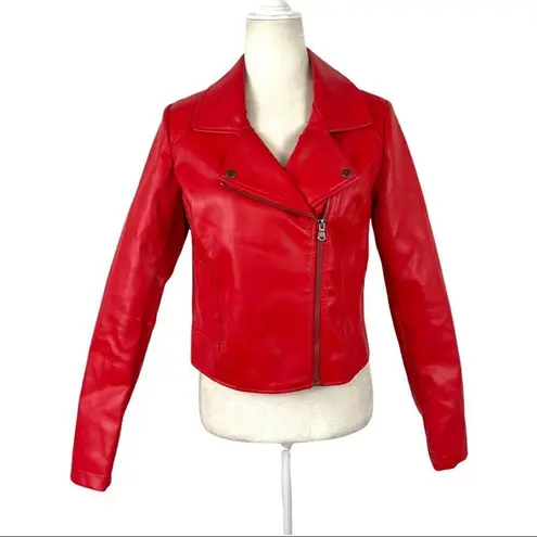 Riverdale Moto Cropped Costume Biker Faux Leather Jacket Red Cheryl Blossom S