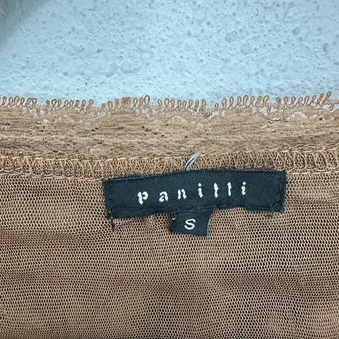 Panilli Y2K Goblincore Grunge Bratz Floral Brown Lace Trim Long Sleeve Blouse