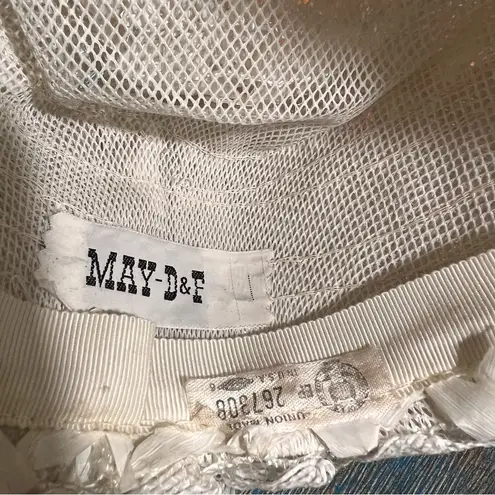 Vintage 1950s May D&F White Rafia Pillbox Hat with netting - Image 12