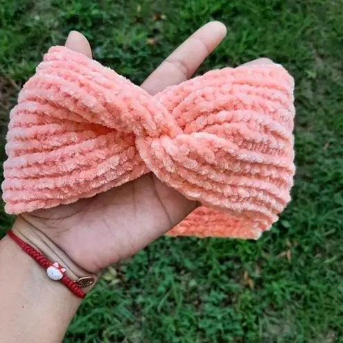 Handmade New Knitted Twisted Headband Ear Warmer Mango Chenille Handcrafted