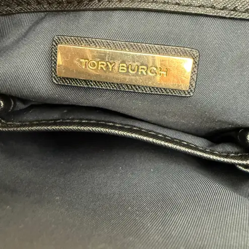 Tory Burch Robinson Black Leather Tote Bag Structured Shoulder Purse Work