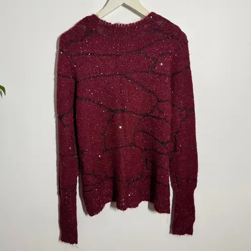 Simply Vera Wang Cardigan Women XL Red Maroon NWT Button Up Long Sleeve Sparkle - Image 2