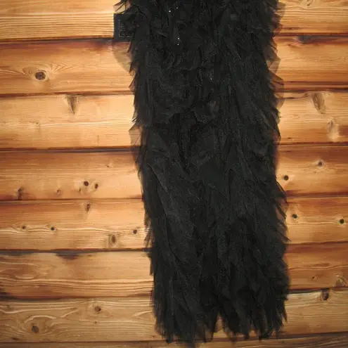 Mac Duggal 27119 Womens Sequin Mini with High Low Ruffle Tiered Train Dress Gown