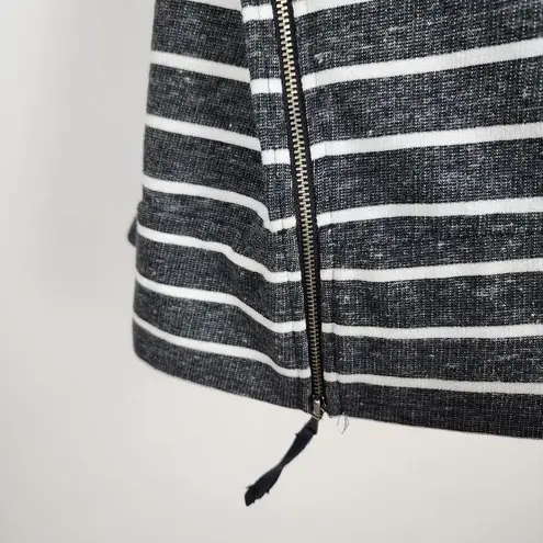 Lou & grey  Striped Top Long Sleeve Side Zip Grey White Cotton Blend size M