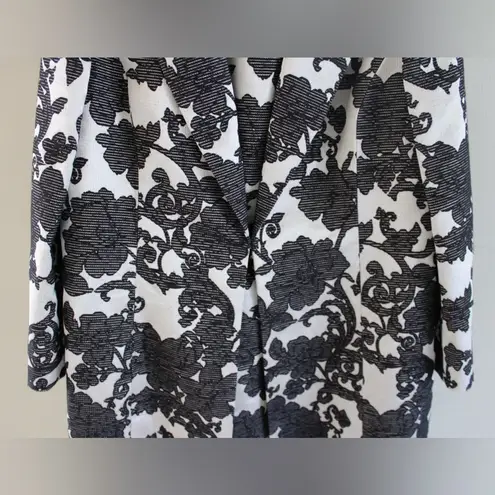 Albert Nipon Black & White Floral Print Dress & Coat Set Gray Size 18