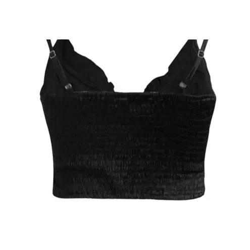 Cider NWT Lace Up Bustier Corset Eyelet Detail Smock Crop Top Adjustable Strap M Black - Image 9