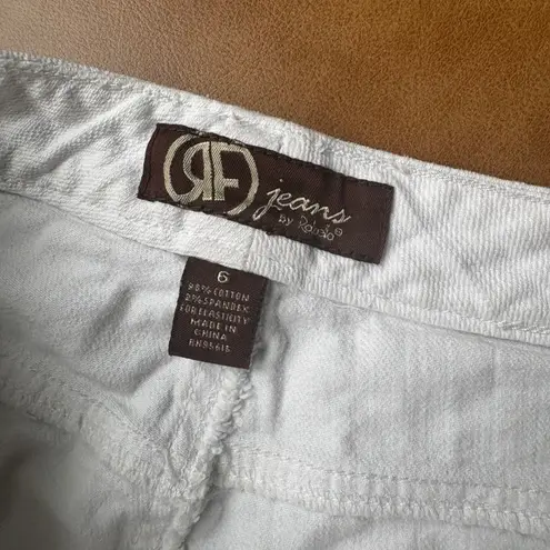 RF Jeans by Rolusio White Flare Jeans Size 6 Cotton Blend Stretch Bootcut