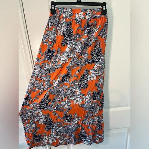 CAbi  Paradise Calypso Floral All Over Print Flare Tie Front Maxi Skirt Sz Small