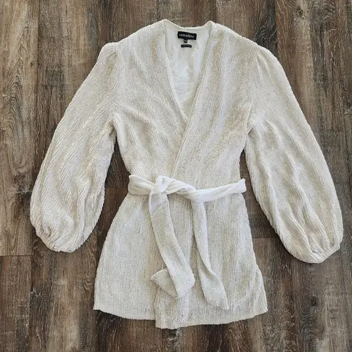 Retrofete Gabrielle Robe Dress in White Sequins Size XS Long Sleeve Blet