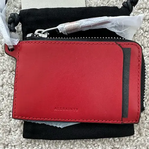 ALLSAINTS Remy Leather Wallet Card Holder GALA RED