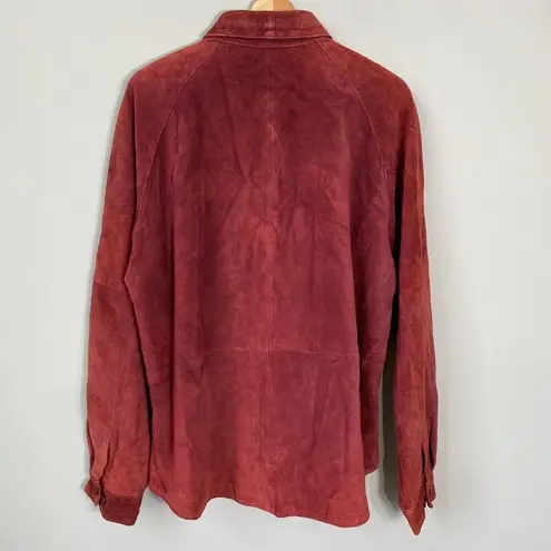 Hunt Club Vintage Women's XL Long Sleeve 100% Leather Suede Button Up Jacket Red