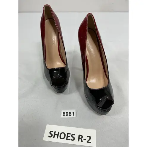 Womans Merumote Slipon Stiletto Platform Pumps Black Maroon 9 Red