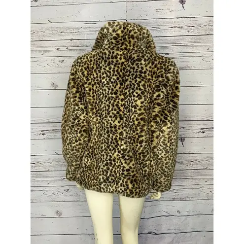 Nine West  Catty coat leopard faux print, large wrap ribbon closure size large