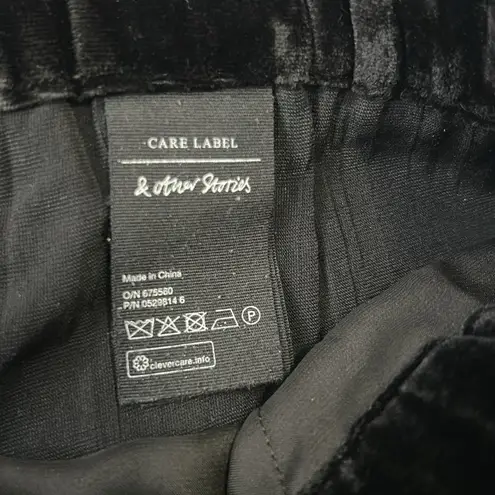 & Other Stories & Other Stories Black Crushed Velvet Crop Wide Leg Pants Culottes