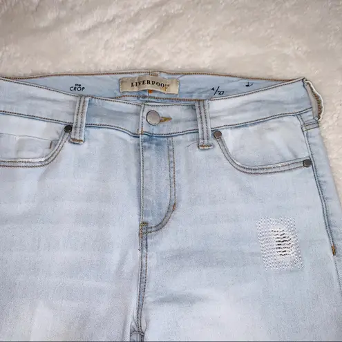 Liverpool Alec Sunpeak Mended Light Wash Mid-rise Cropped Skinny Jeans