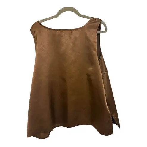 Vintage Bronze Satin Tank Top Plus Size 24W Minimalist Evening Cocktail Style Brown