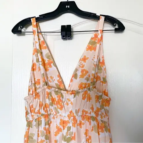 Peony Dress Vacation Cotton Floral Lightweight Summer Maxi Pastel Orange M EUC Size M