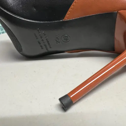 SEVEN BIG TREE Black Brown Color Block Pointed Toe Stiletto Heels Size 40 US 9.5