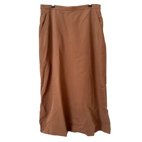 Max Mara Wool Blend A-Line Midi Skirt Brown Sz 12