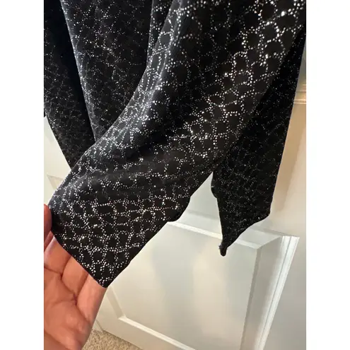Vintage Justin B. Jones Black Silver Sparkle Blouse Top XL Metallic Evening