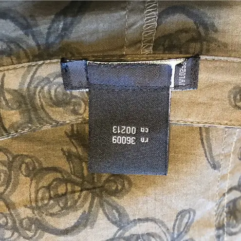 CALVIN KLEIN LONG TIED ROUCHED SLEEVES LIGHTWEIGHT BUTTON UP EMBROIDERED TOP MED Green - Image 10