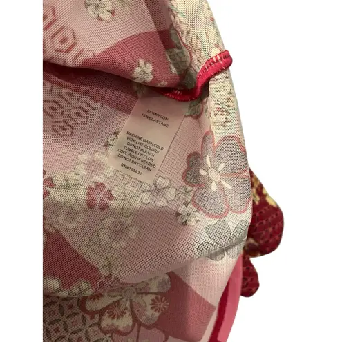 Johnny Was Active Size Medium Yama Long Sleeve Mesh Shirt Floral Colorful Pink