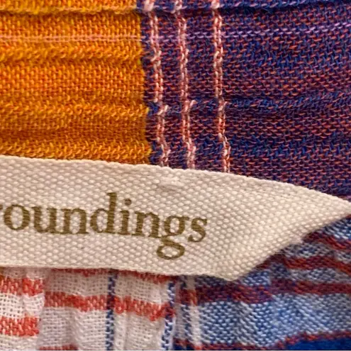 Soft Surroundings Pink & Orange Plaid Long Sleeve Large Button Up Blouse. 2350