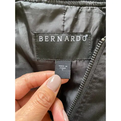 Bernardo Black Bomber Water Resistant Full Zip Ribbed Trim Relaxed Fit Jacket L