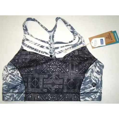 prAna NWT Womens Black Blue M Pilates Yoga Strappy White Top Bra New Riestling