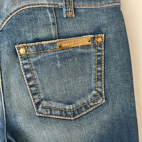 Roberto Cavalli Denim Silk Lined Animal Zebra Print Jean Shorts Size EU 42