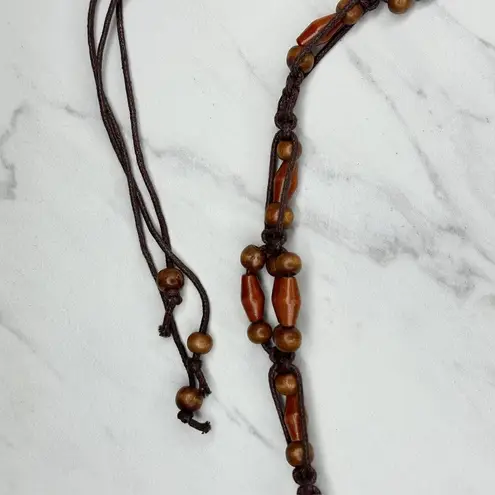 Brown Wood Beaded Tie Belt Boho Hippie Festival Size Small S ✨