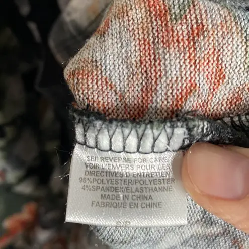 Bobeau soft knit floral print cowl neck sweatshirt with velour drawstrings sz S