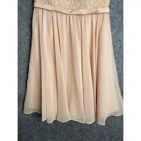 Mori Lee Lace Bodice Dress Chiffon Party Cocktail Pastel Pink Blush Sleeveless 6