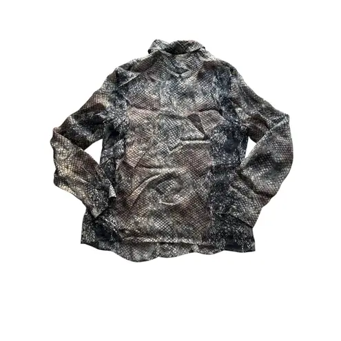 NWT ESCADA Silk Blouse Womens 40 (Medium) Brown Snake Print Button Up Shirt Top