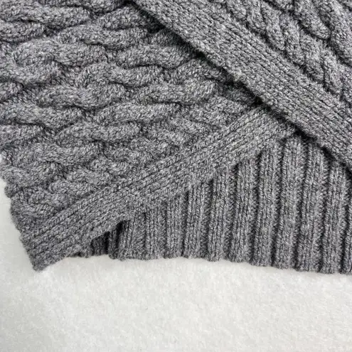 Fisherman Out Of Ireland Wrap Crossover Cable Knit Sweater Wool XL Gray