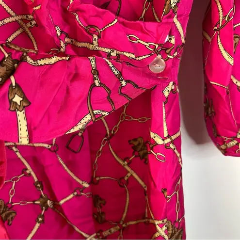 Britt Ryan Hot Pink Chain Print Half Sleeve Wrap Mini Dress 4