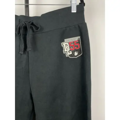 Disney  Parks Disneyland 55‎ Mickey Black Crop Embroidered Back Sweatpants Sz L
