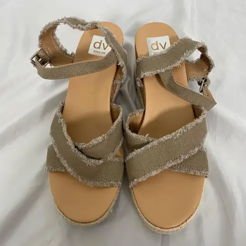 Dv dolce vita Boho Distressed Khaki Gray Platform Lace Up Sandals US 10