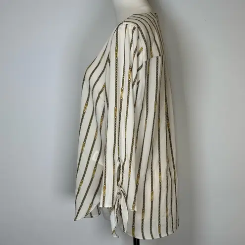 MICHAEL Michael Kors Logo Gold Chain Blouse Cuff With Tie Women’s Size Medium