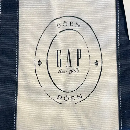 NWT Gap X DOEN Logo Tote Bag Smooth Cotton Canvas With Straps Blue