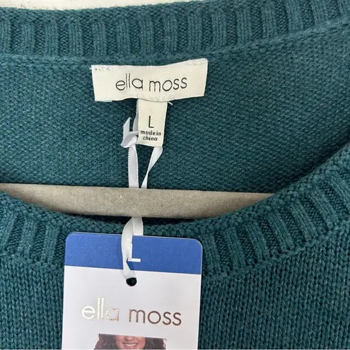 Ella Moss Teal Knit Rolled Hem Pullover Sweater L NWT