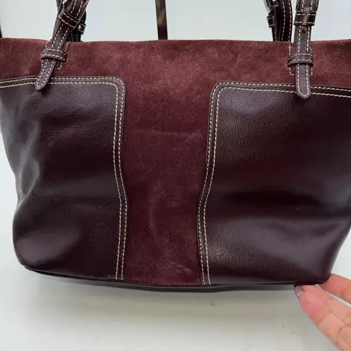 Etienne Aigner Burgundy Leather Suede Tote Bag Purse Designer Handbag