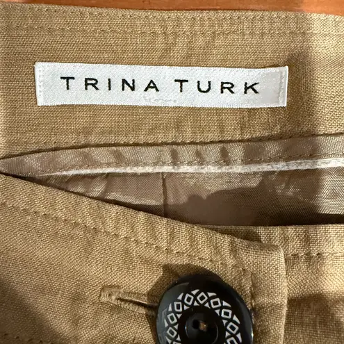 Trina Turk  Khaki Button Down Midi Skirt with pockets - size 8 thumbnail 6